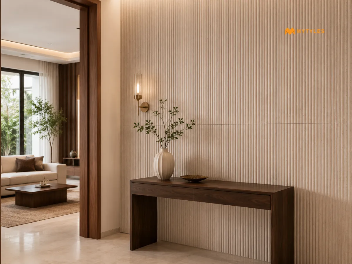 Ivory Biscotti Fluted Matt Ceramic Wall Tile
